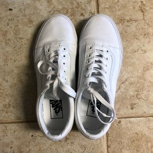 All white sk8 vans